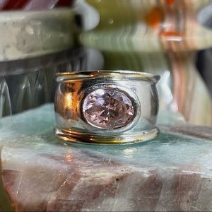 Vintage Pink Tourmaline Sterling & Gold Plate Ring